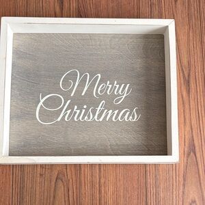 Festive Merry Christmas Sign with Cream Frame